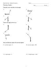 This set of free printable worksheets helps you practice on naming angles. Geometry Unit 1 Lesson 5 Naming Angles Pdf Kuta Software Infinite Geometry Name Naming Angles Date Period Name The Vertex And Sides Of Each Angle 1 2 Course Hero