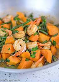 Ginataang kalabasa at sitaw w/ pork (champion sa gata). Ginisang Sitaw At Kalabasa With Shrimp Recipe Vegetable Dishes Sauteed Butternut Squash Butternut Squash Recipes