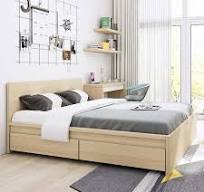 Tempat tidur ganda penyimpanan panas, dengan 4 laci Headboard tempat tidur  kayu untuk kamar tidur furnitur