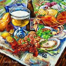 Boiled Crawfish Oysters Gulf Crab Boiled Shrimp New Orleans Seafood Table Four Seasons Of Seafood Painting Louisiana Four Seasons Boiledshrimp New Orleans Art Seasons Art Louisiana Art