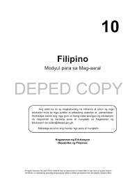 Filipino Grade 10 Learner S Module Filipino Reading Comprehension Worksheets Learners