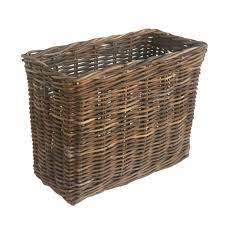 Very strong square storage basket made from chunky rattan, with hand holes on two sides for easy carrying. Small Tall Narrow Storage Basket