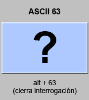 La segunda opción es considerar yo me he preguntado si puedo formular varias preguntas en una sola pregunta, pero todas agrupadas; Codigo Ascii Cierra Signo Interrogacion Tabla Con Los Codigos Ascii Completos Caracteres Simbolos Letras Cierra Signo Interrogacion Ascii 63 Ascii Codigo Tabla Ascii Codigos Ascii Caracteres Ascii Codigos Tabla Caracteres Simbolos Control