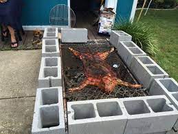 Diy Fire Pit Made By Hubby And The Pig Was An Awesome Way To Brake It Down Gathering Was Awesome Even Our Dog Macho Was D Pig Roaster Outdoor Bbq Roasted