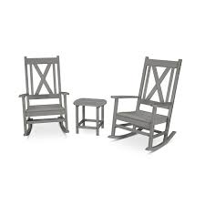 The new yacht club rocking chair by trex outdoor furniture offers a comfortable, stylish look and feel that is perfect for your outdoor setting. Polywood Braxton 3 Piece Porch Rocking Chair Set Pws473 1 Polywood Official Store