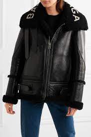 Balenciaga Le Bombardier Oversized Shearling Jacket Net A Porter Com Shearling Jacket Jackets Shearling