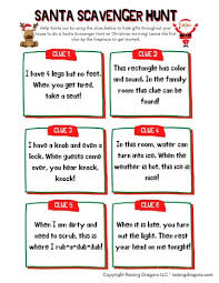 With free printable birthday scavenger hunt clues and tips for setting up the scavenger hunt, you'll get all the birthday scavenger hunt ideas you need in one place! Santa Scavenger Hunt Raising Dragons