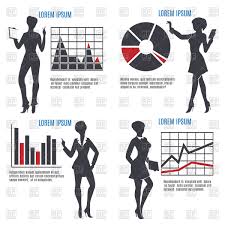 business woman silhouettes with charts and graphs stock vector image