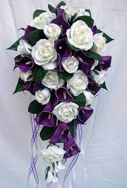 Wedding Bouquet Purple Calla Lily Roses Diamante Ebay Purple Wedding Bouquets Purple Wedding Flowers Purple Calla Lilies
