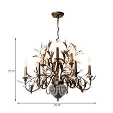 Requires a standard light bu Shabby Chic Exposed Bulb Chandelier Metal And Crystal Indoor Pendant Lighting For Foyer Takeluckhome Com