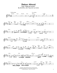 Detour Ahead Tenor Sax Transcription Print Sheet Music Now