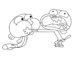 Coloring pages from the amazing world of gumball are a fun way for kids of all ages to improve their imagination, concentration, motor skills, and colour recognition. Gumball Holding Darwin Coloring Page Free Printable Coloring Pages For Kids