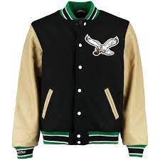 Philadelphia Eagles Mitchell Ness Nfl Wool Leather Varsity Jacket Black 479 99 Leather Varsity Jackets Varsity Jacket Men Varsity Jacket