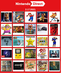 Nintendo e3 direct 2021 bingo card with pokemon dp remakes, mainline mario, bayonetta 3, splatoon 3, some random jrpg, smash bros reveal, no more heroes 3, botw 2, a game nobody cares about and smt 5 Nintendo Direct Announced For February 17 2pm Pt 5pm Et 10pm Gmt Approx 50 Minutes Long Resetera