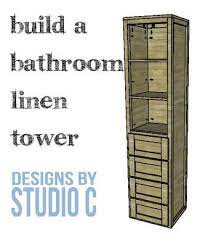 Built in linen cabinet plans diy wood projects: Diy Furniture Plans To Build A Bathroom Linen Tower Designs By Studio C Easy To Build Furnit Bathroom Linen Tower Bathroom Cabinets Diy Diy Furniture Plans