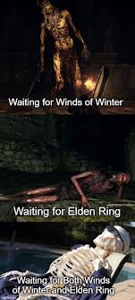 Quindi, con così poche informazioni di cui parlare e discutere, la community è diventata lentamente un posto in cui accumulare meme incentrati sul gioco. Miyazaki And George R R Martin Make A Great Team Eldenring