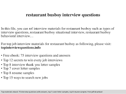 restaurant busboy interview questions