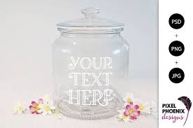 Glass Cookie Jar Mockup With Blossoms 220064 Mock Ups Design Bundles Glass Cookie Jars Design Bundles Jar