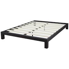 Bedroom, black, frame, heaboard footboard, kid bed, kids, platform bed, steel, twin, twin beds. Queen Black Metal Platform Bed Frame With Wide Wood Slats Fastfurnishings Com