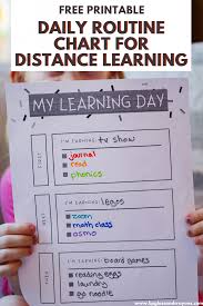 My Learning Day Daily Routine Chart Printable Lipgloss And Crayons In 2020 Daily Routine Chart Routine Chart Virtual School Organization