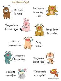 Free Printable Me Duele Aqui Poster Ten Health Related Sentences In Spanish Hang Or U Learning Spanish For Kids Spanish Lessons For Kids Teaching Spanish