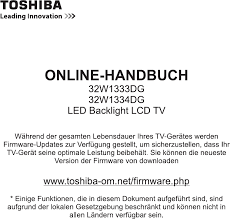 Bedienungsanleitung Toshiba 32w1333g Seite 1 Von 46 Deutsch