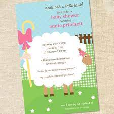 Mary Had A Little Lamb Nursery Rhyme Invitations For Girl S 1st Birthdays And Lamb Baby Shower Invitations Baby Lamb Baby Shower Baby Shower Party Invitations