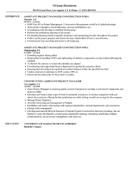 Write an engaging project manager resume using indeed's library of free resume examples and templates. Construction Assistant Project Manager Resume Samples Velvet Jobs