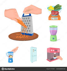 cooking food cartoon icons in set