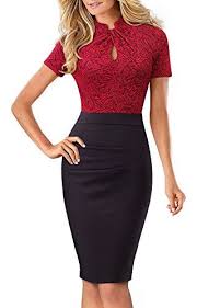 Maybe you would like to learn more about one of these? Homeyee Damen Vintage Stehkragen Kurzarm Bodycon Business Bleistift Kleid B430 Eu 42 Size Xl Rot Sch Chic Robe Rouge Tenue Robe Droite Idees Vestimentaires