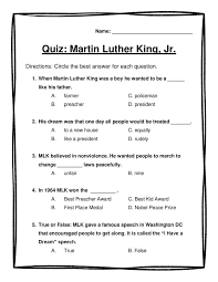 Practice problems online test and biography questions for students and teachers. Mlk Quiz Comprehension Passage Mlk Comprehension
