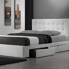 Shop black friday deals on newport full platform bed with flat panel foot board and 2 urban bed drawers in white overstock 12852188. King Modern Storage Platform Bed In White Faux Leather King Size Storage Bed Queen Size Storage Bed Modern Platform Bed