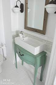 D vanity in gloss white with integrated vanity top in white with white sink and mirror. The 36th Avenue Home Decor Affordable Diy Ideas Small Bathroom Sinks Narrow Bathroom Vanities Bathroom Sink Diy