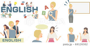英語関連イラスト 英語を習う生徒 英会話をする女性 イラスト 英語 習う 女性 イラスト