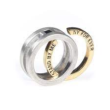 Male Wedding Band And Compromise Ring Set Interlocked The Central Piece On The Ring Is In 22k Yellow Gold Mens Wedding Rings Brass Rings Jewelry Rings For Men