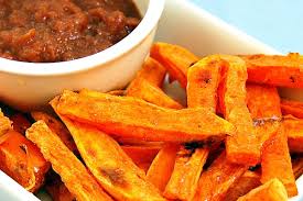 Serve fries with the dipping sauce! Baked Cinnamon Spiced Sweet Potato Fries With Apple Date Butter Dipping Sauce Vegan Gluten Free One Green Planet