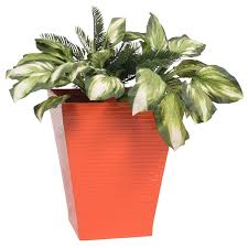 The white is very classic looking, but they are textured so they are not just plain. Amazon Com Polivaz Modern Square Planter Orange Large Patio Lawn Garden Square Planters Artificial Plants Decor Modern Square