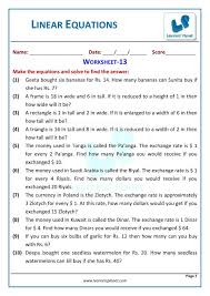 Linear Equation Word Problems Worksheet Worksheet For Linear Equations In One Va In 2020 Word Problem Worksheets Writing Algebraic Expressions Inequality Word Problems
