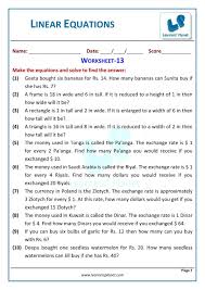 Word problems to make the abstract learning come alive in real world applications. Linear Equation Word Problems Worksheet For Equations In One Variable Clase280a6 Problem Worksheets Writing Samsfriedchickenanddonuts