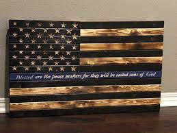 Thin Blue Line American Flag Blueline Thin Blue Line Leo Police Officer Wooden Flag American Flag Wood Wooden Flag Wood Flag Diy