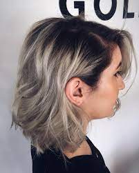 Rose gold hair and ash blonde are both popular right now, and this muted, ashy rose is a perfect mix of the two trends. Short Ash Blonde Hair With Dark Roots Novocom Top