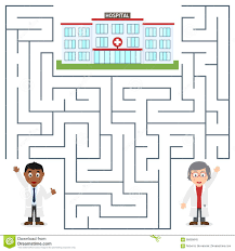 Doctors And Hospital Maze For Kids Stock Vector Illustration Of Emergency Healthy 66660645 Mazes For Kids Hospital Kids Stock