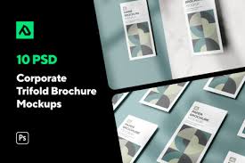 Download Square Tri Fold Brochure Mockup 03 In Stationery Mockups On Yellow Images Creative Store PSD Mockup Templates