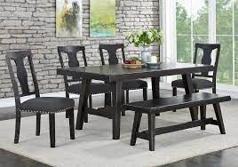 Table made of wood and engineered wood; Lavon Dining Table Set Rustic Black Finish