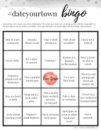 Dateyourtown Bingo A Fun Way To Explore Your Home Town What You Make It Staycation Ideas Family Bingo Fun