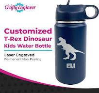 The Crafty Engineer Customized T-Rex Dinosaur Kid's Water Bottle, Back to School (Black) : Amazon.ca: Sports & Outdoors