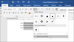 You can choose from a variety of bullet point styles, and the list can be as many or as few points as you want. How To Use A Picture As The Bullets In A Bulleted List In Word