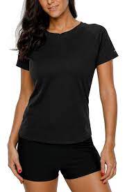 Women S Clothing Swimsuits Cover Ups Rash Guards Women S Short Sleeve Rash Guard Swim Shirt V Neck Upf 50 Rashguard Rash Guard Women Swim Shirts Uv Shirt