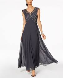 J Kara Beaded Butterfly Gown Dresses Women Macy S Dressy Dresses Formal Dresses Gowns Embellished Chiffon