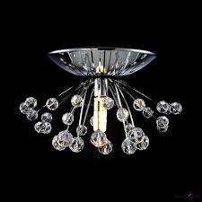 A few inches from the ceiling. Modern Style Semi Flush Mount Light Single Light Chrome Ceiling Lighting For Kitchen With Clear Crystal Balls Decoration Takeluckhome Com
